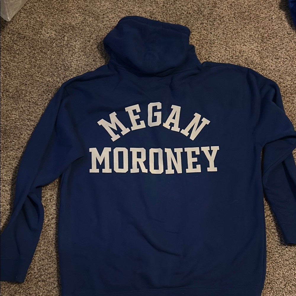 Blue Hoodie with White Lettering